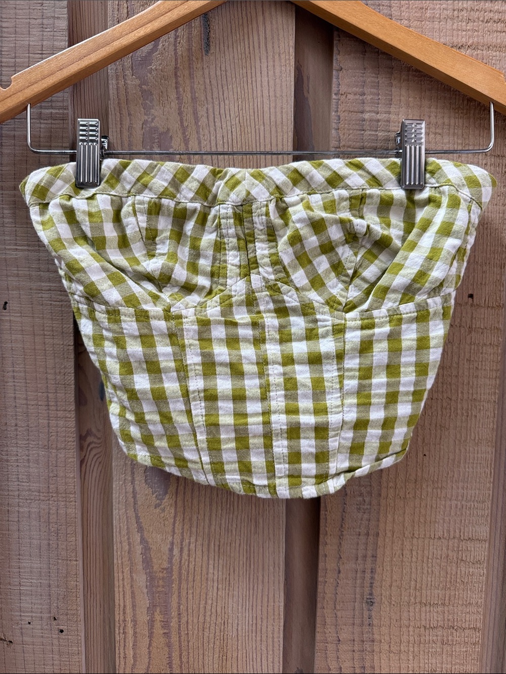 Free People Olive and White Gingham top